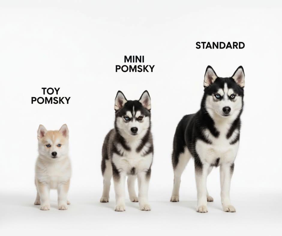 Types de Pomsky (Toy, Mini, Standard)